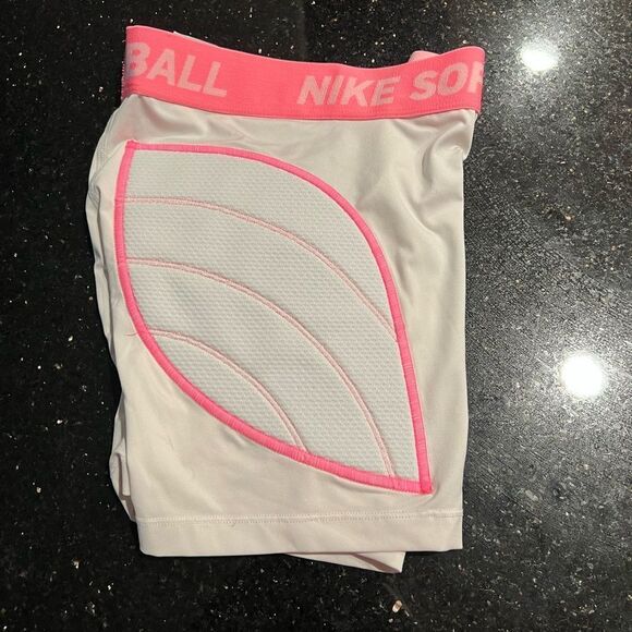 Nike Girls Softball Padded Slider Shorts White Dri Fit Compression medium - Picture 1 of 8